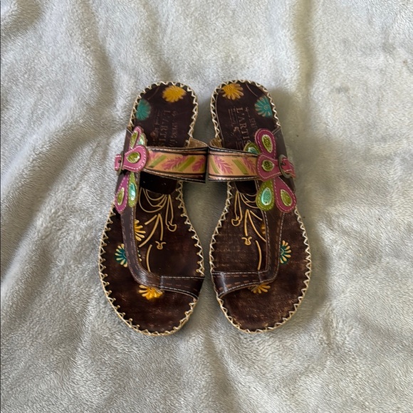 L'ATISTE Shoes - L'ATISTE Brown Floral Sandals